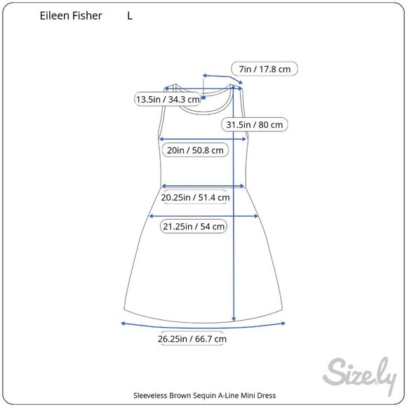 Eileen Fisher Sleeveless 100% Silk Brown Sequin A-Line Mini Cocktail Dress Large - Picture 7 of 7